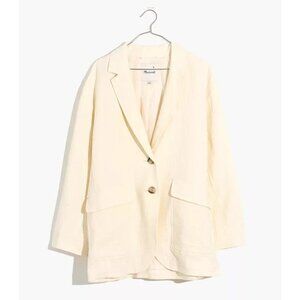 Madewell Cotton Linen Relaxed Larsen Blazer Jacket NE403 Cream L